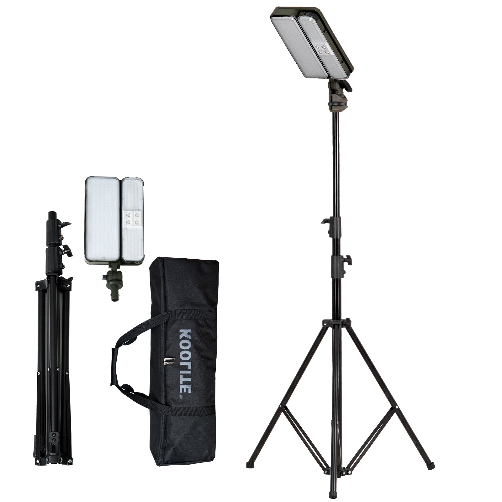 KOOLITE Rechargeable Work Light Kits with 78" Tripod Stand, 3000lm LED Cordless Work Lamp 8600mAH Battery & Solar Powered