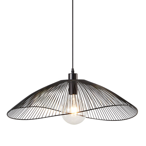 Single Black Pendant Ceiling Light, 65cm Diameter Adjustable Height Decorative Shade Included