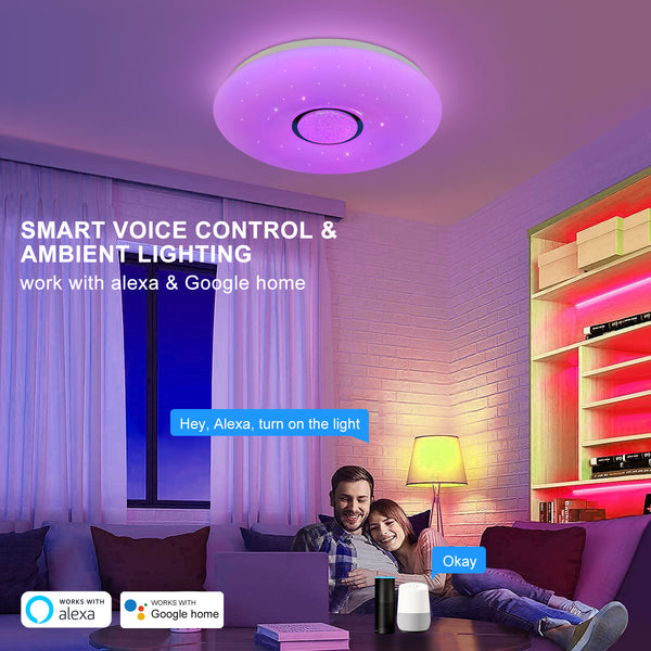 HARPER LIVING LED Smart Ceiling Lights, Wi-Fi RGB Flush Mount Ceiling Light, 1680 Lm, 24 Watts, Ceiling Lamp Connect with Tuya, Works with Alexa and Google Home, Colour and Brightness Options