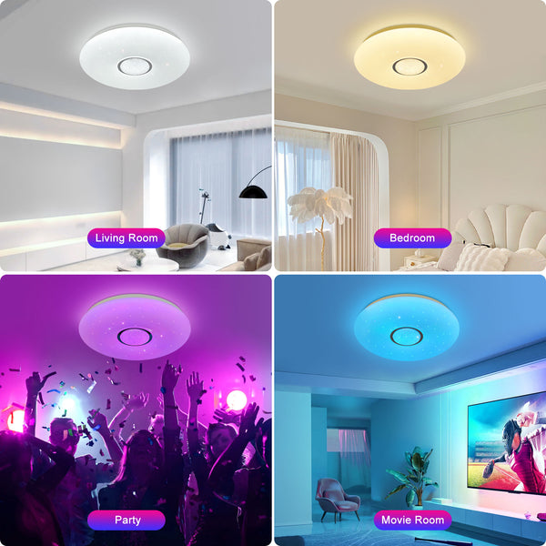 HARPER LIVING LED Smart Ceiling Lights, Wi-Fi RGB Flush Mount Ceiling Light, 1680 Lm, 24 Watts, Ceiling Lamp Connect with Tuya, Works with Alexa and Google Home, Colour and Brightness Options