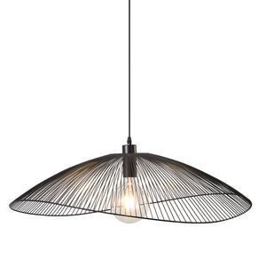 Single Black Pendant Ceiling Light, 80cm Diameter Adjustable Height Decorative Shade Included