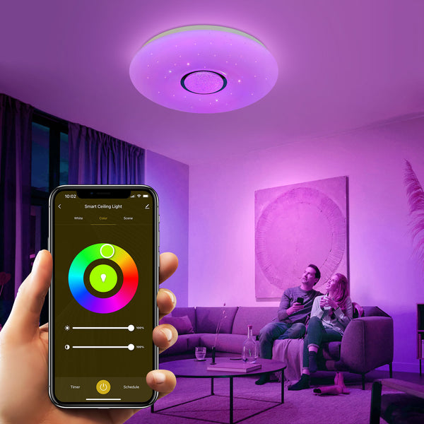 HARPER LIVING LED Smart Ceiling Lights, Wi-Fi RGB Flush Mount Ceiling Light, 1680 Lm, 24 Watts, Ceiling Lamp Connect with Tuya, Works with Alexa and Google Home, Colour and Brightness Options