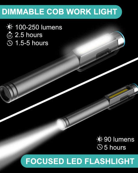 KOOLITE 3-Way Rechargeable LED Work Light COB Inspection lamp with Magnetic clip Pocket Pen design Battery Powered IK07