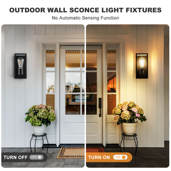 Outdoor Wall Light Waterproof IP54, Matte Black Stainless Steel Boxed Lantern, E27 Bulb Cap, LED Compatible, Ideal for Walkway, Courtyard, Garden, Park, Class 1 (Earth)