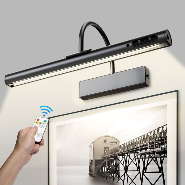 Rechargeable Picture Light with Remote, Dimmable and 3 Colour Temps, Battery Operated Wall Light
