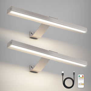 HARPER LIVING 2 Packs Picture lights Brushed Nickel, Rechargeable Lamp Dimmable & 3 Colour Temps