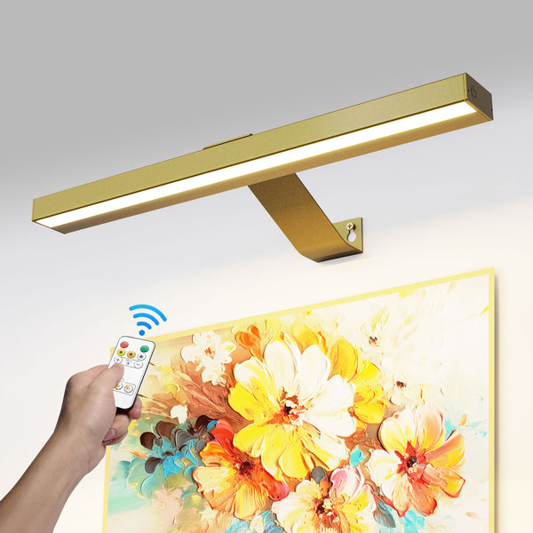 HARPER LIVING Picture Light for Wall Gold, Rechargeable Wall Light Indoor, Dimmable & 3 Colour Temps