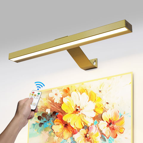 HARPER LIVING Picture Light for Wall Gold, Rechargeable Wall Light Indoor, Dimmable & 3 Colour Temps