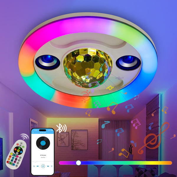 HARPER LIVING RGB Remote E27 LED Light Bulb with Speaker, 30W 2400LM Bluetooth Speaker Light Bulb with Control