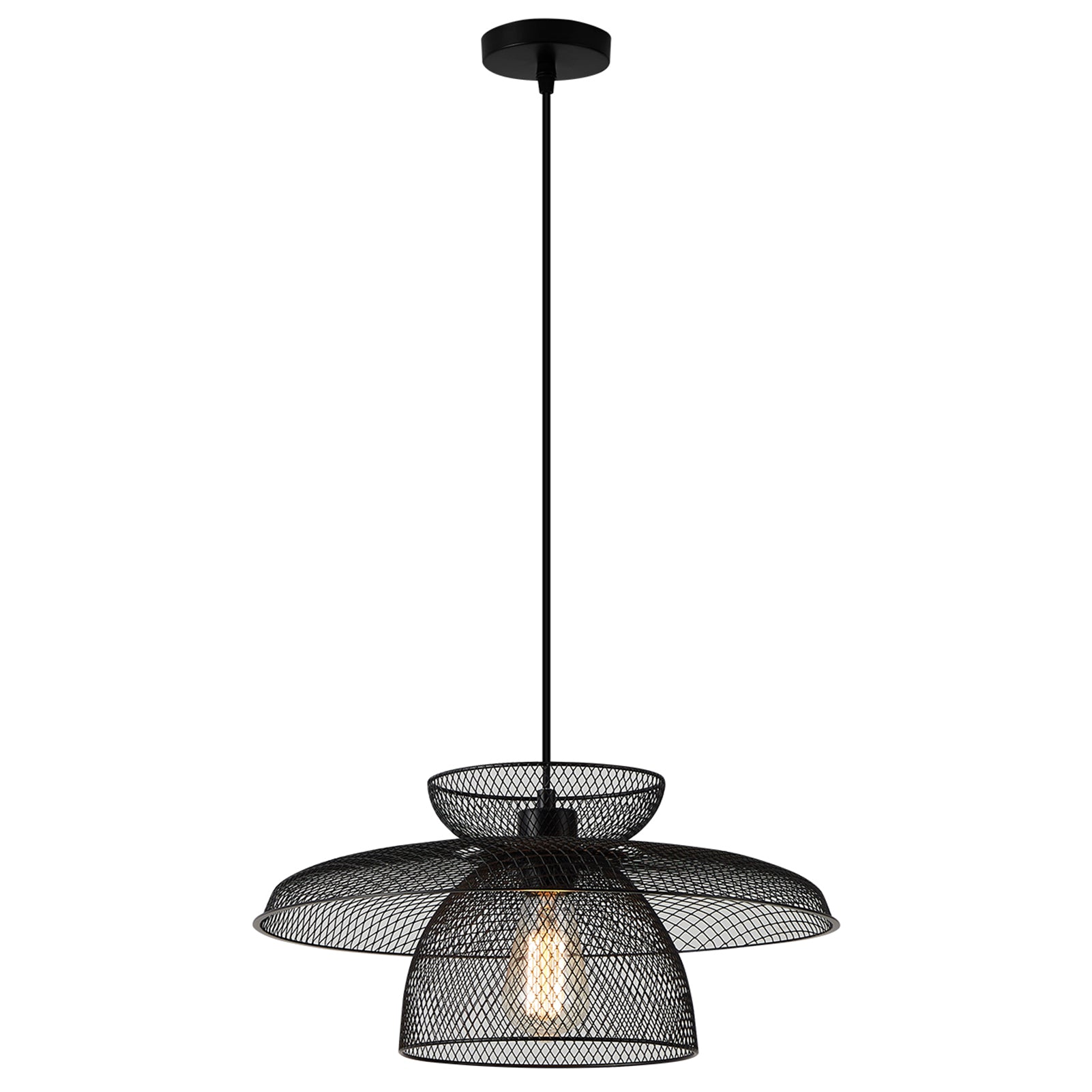 HARPER LIVING Black Pendant Ceiling Light with Metal Mesh Shade, Pendant Light for Kitchen Hallway Living Room Dining room