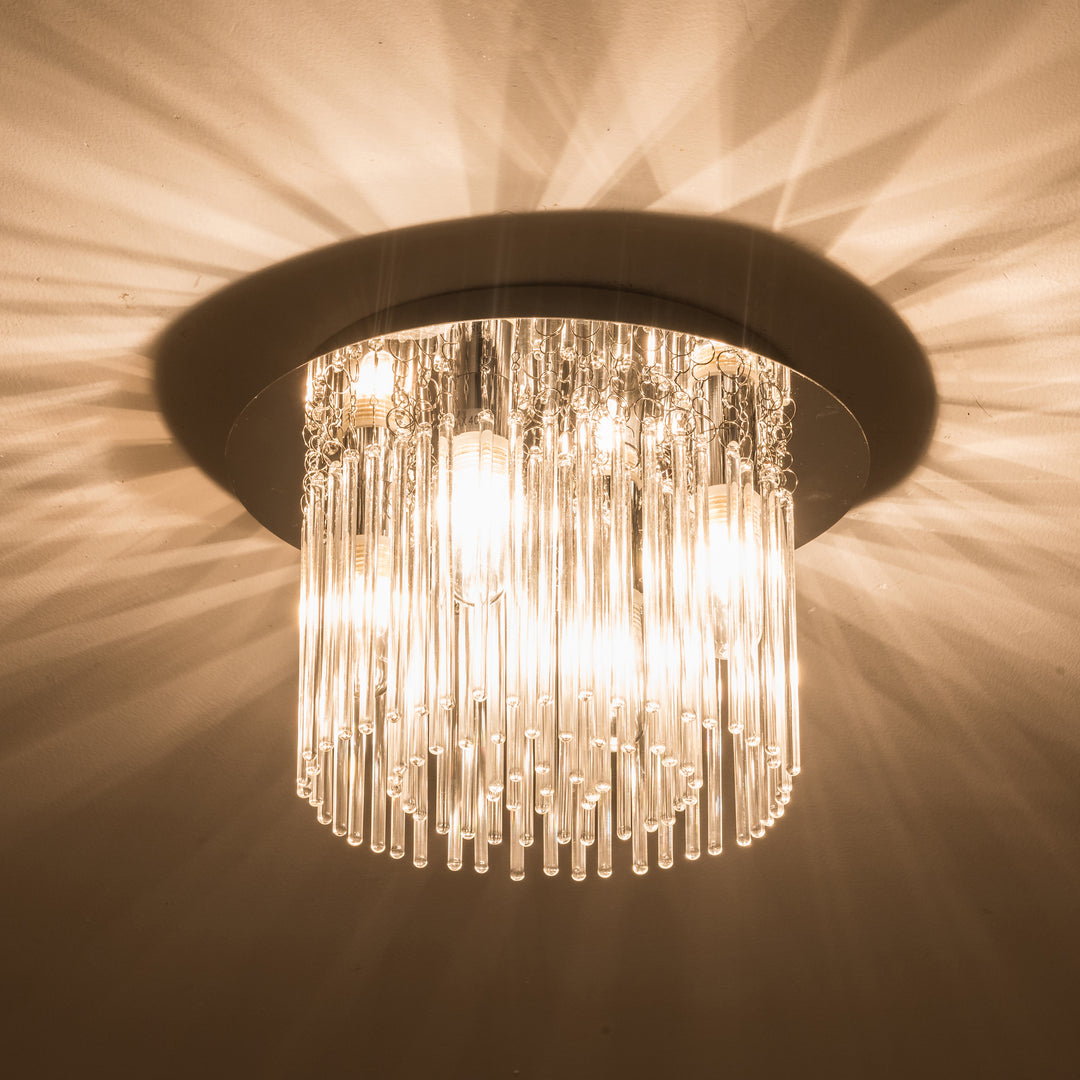 Crystal Bathroom Ceiling Light, 4 Lights Semi-Flush, Water Resistant ...